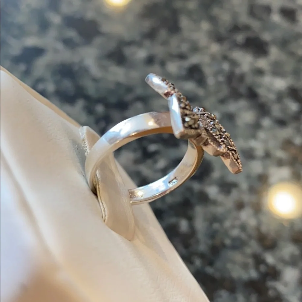 New Black Oxidized Butterfly Ring CZ Ring size 6